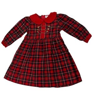 The Eagles Eye for Children Corduroy Dress Red Plaid Peter Pan Collar Size 3T